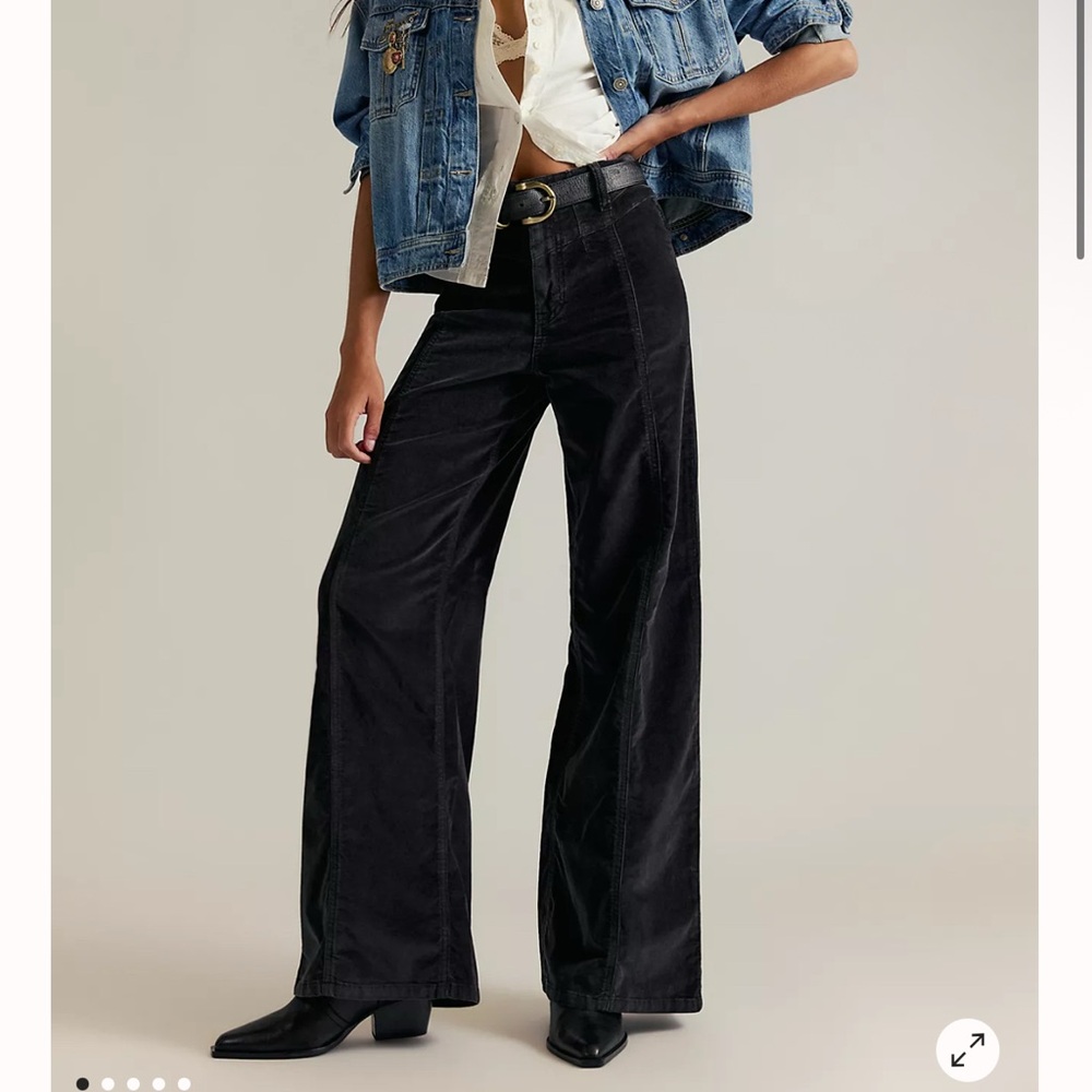 Free People Black Wide-Leg Pants